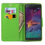 Wholesale Samsung Galaxy Note 4 Diary Flip Leather Wallet Case w Stand and Strap (Blue Green)